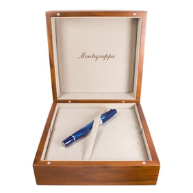 A Montegrappa Extra 1930 silver and blue celluloid pen