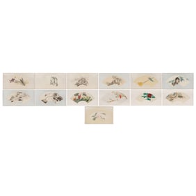 (lot of 13) Chinese fan paintings