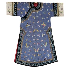 A Chinese embroidered 'butterfly' lady's informal robe