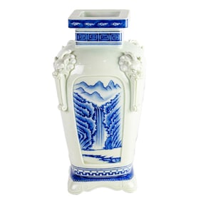 A Japanese Hirado 'landscape' vase
