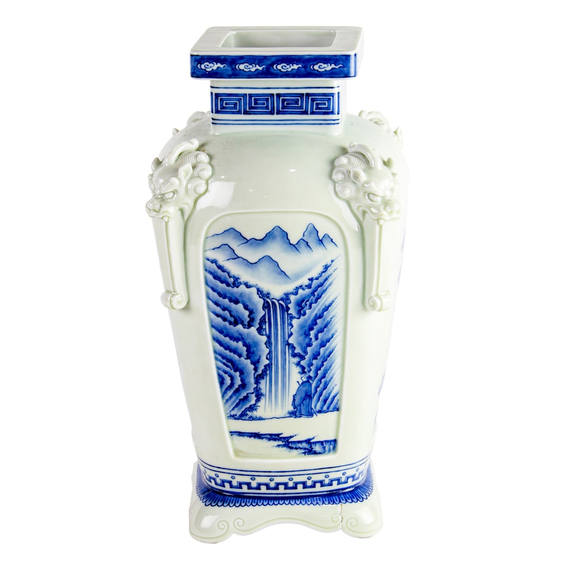 A Japanese Hirado 'landscape' vase: A Japanese Hirado 'landscape' vase. Meiji period, 14.625" high.
