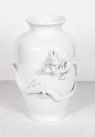 A Japanese Hirado white glaze 'dragon vase