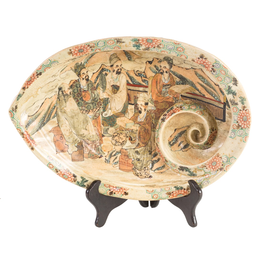 A Japanese Satsuma 'abalone' dish: A Japanese Satsuma 'abalone' dish. Meiji period, 12.625" across.