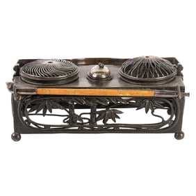 A Japanese bronze smoking set