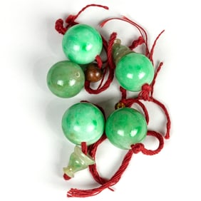 (lot of 5) Chinese green jadeite court necklace beads