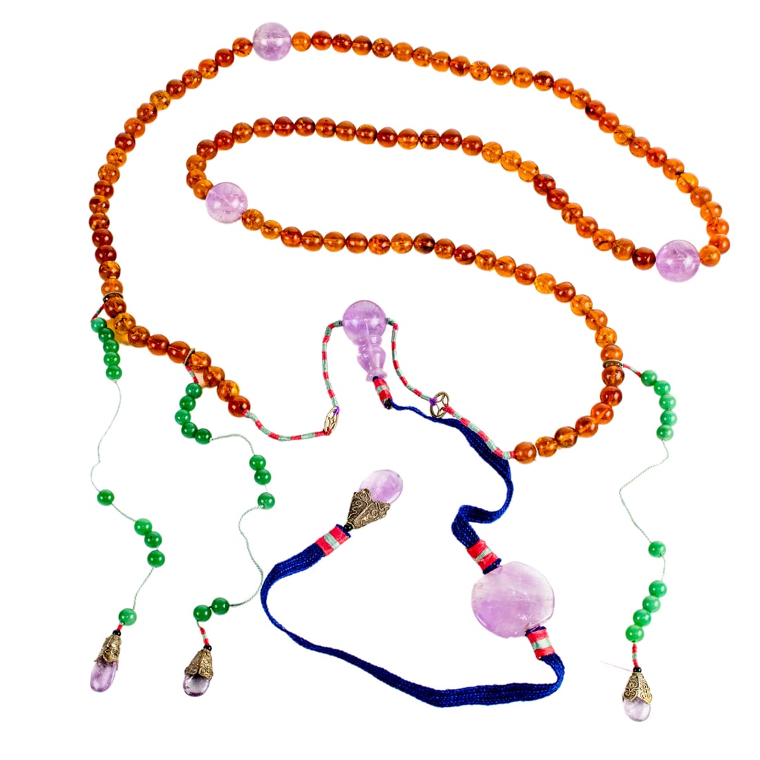 A Chinese amber and amethyst court necklace (1 of 3)