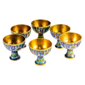 (lot of 6) Chinese cloisonne enamel libation cups