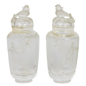 A pair of Chinese rock crystal jars