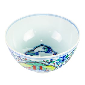 A Chinese doucai enameled erotic subject bowl