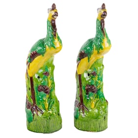 (lot of 2) Chinese glazed phoenix figures