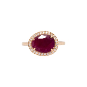 A ruby, diamond, and 18k gold ring