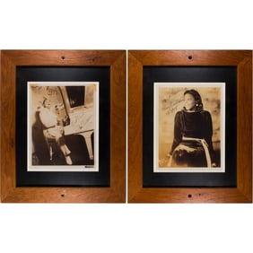 Two signed jazz press photos, Fats Waller and Mary Lou Williams, each framed identically
