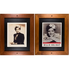 Two Billie Holiday signed jazz press photos