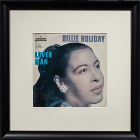 A Billie Holiday signed Decca Records, 'Lover Man' jazz album jacket
