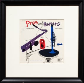 A Lester Young signed MGN 'Pres and Sweets' jazz album jacket