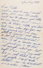 A rare Billie Holiday handwritten letter to a fan at the Taft School in Watertown, CT