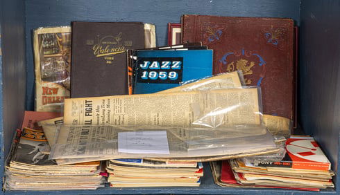 A collection of Jazz ephemera comprising (2) New Orleans film posters, Metronome Year Books and