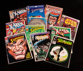 Five boxes of comic books