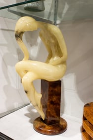 A Modern ltalian alabaster sculpture of a female nude