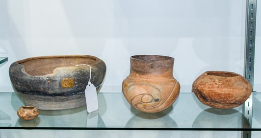 Four Pre-Columbian and other pottery vessels