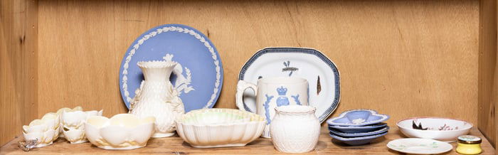 One shelf of mainly English ceramics