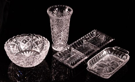 A group of cut and molded glass