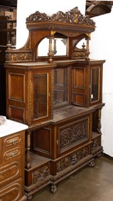 A late Victorian partial gilt etagere