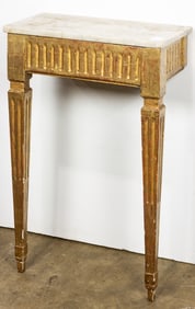 A Neoclassical style giltwood console table with marble top