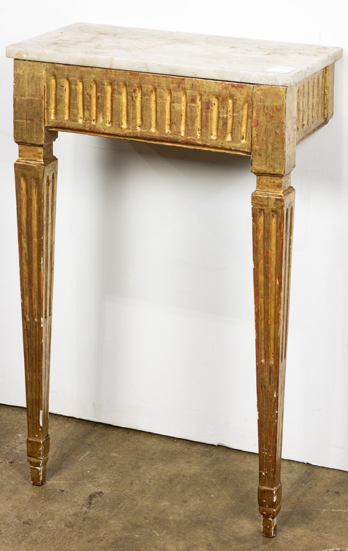 A Neoclassical style giltwood console table with marble top (1 of 1)