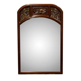A Chinese carved hardwood mirror