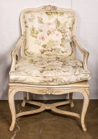 A French paint decorated fauteuil