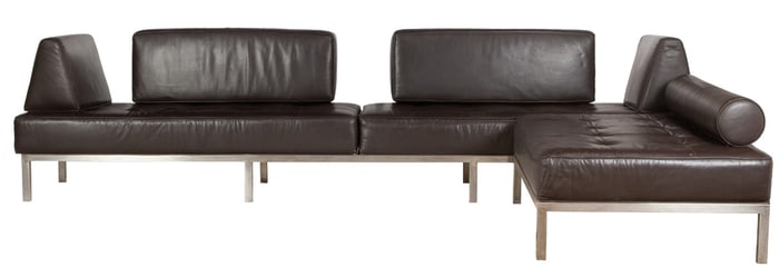 A contemporary sofa and ottoman