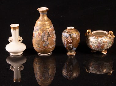 (lot of 4) Japanese Satsuma objects