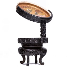 A Japanese Satsuma dish with display stand