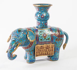 A Chinese cloisonne enamel elephant