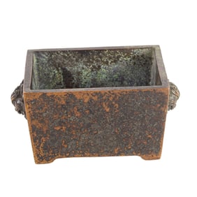 A Chinese painted bronze censer