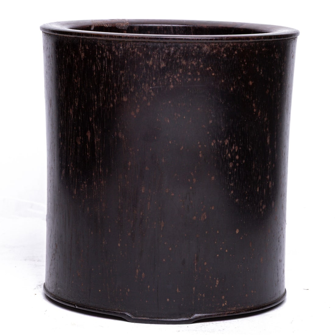 Chinese hardwood brush pot. 6.375" high.: Chinese hardwood brush pot. 6.375" high.