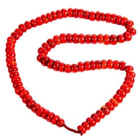A Tibetan flat round shape bead necklace
