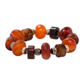 An Asian carnelian bead bracelet