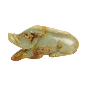 A Chinese russet jade boar