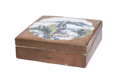 A Chinese famille rose box and cover