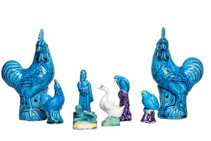 A group of Chinese glazed ceramic animals