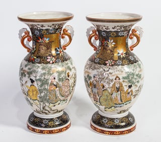 A pair of Japanese Kutani vases