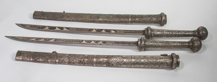 Burmese silver swords