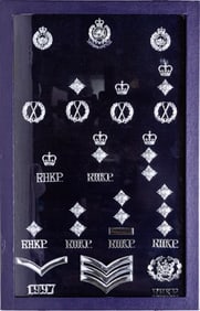 Framed British Colonial Royal Hong Kong Police Force Rank Badges