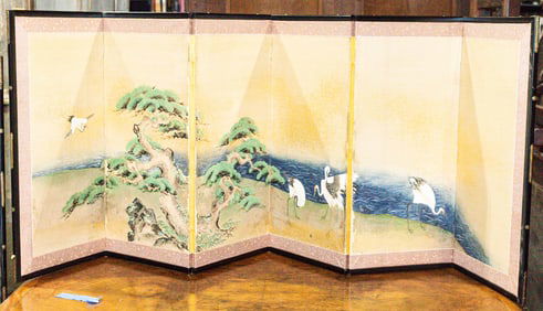 A pair of Japanese folding screens