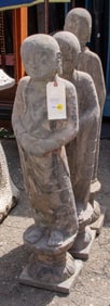 (lot of 3) Asian limestone Buddhist monk figures