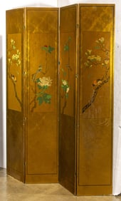 A Chinese painted four-panel folding screen