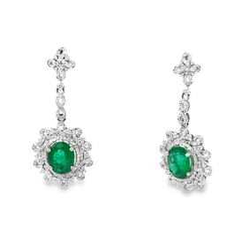 Emerald, Diamond and Platinum Earrings with GGA Report