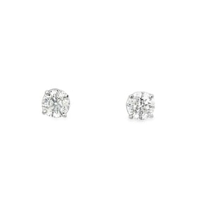 Diamond and 14k Withe Gold Stud Earrings with AIGL Report